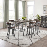 Foundry Gunmetal/Light Brown Faux Leather Swivel Counter Height Chair, Set of 2 by Homelegance at Eve Furniture