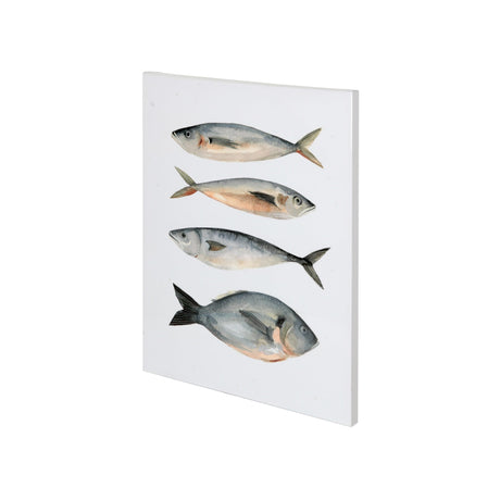 Four Fish I by Emma Scarvey a Hand Embellished Textured Canvas by Mercana at Eve Furniture
