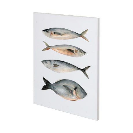 Four Fish I by Emma Scarvey a Hand Embellished Textured Canvas by Mercana at Eve Furniture