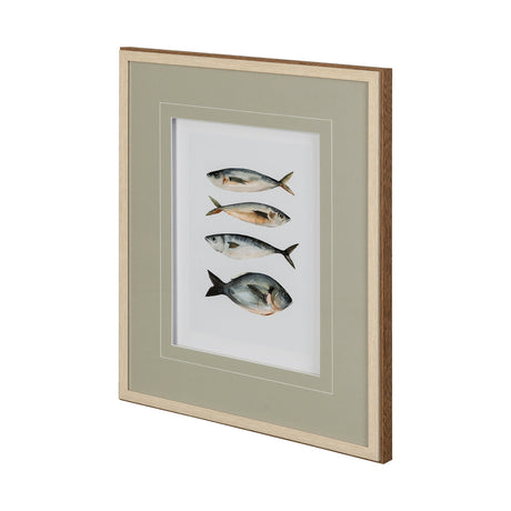 Four Fish I by Emma Scarvey a Hand Embellished Textured Framed Art Print Matted under Glass by Mercana at Eve Furniture