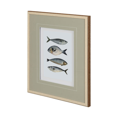 Four Fish II by Emma Scarvey a Hand Embellished Textured Framed Art Print Matted under Glass by Mercana at Eve Furniture