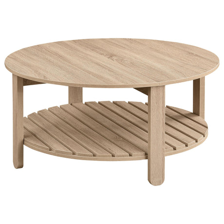 Fowler 1-shelf Round Engineered Wood Coffee Table Natural by Coaster at Eve Furniture