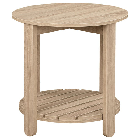 Fowler 1-shelf Round Engineered Wood Side End Table Natural