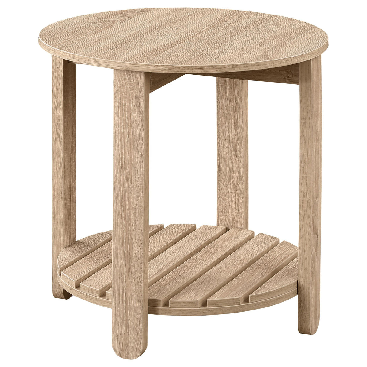 Fowler Natural 1-shelf Round Engineered Wood Side End Table by Coaster at Eve Furniture