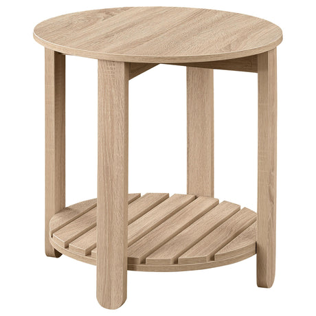 Fowler Natural 1-shelf Round Engineered Wood Side End Table by Coaster at Eve Furniture