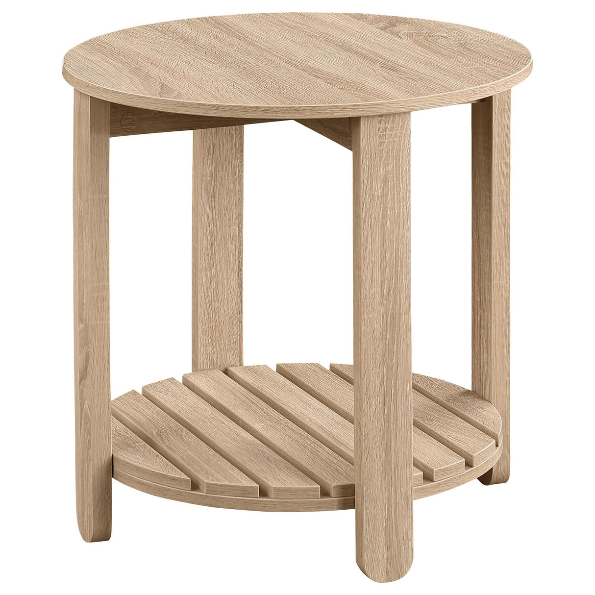 Fowler Natural 1-shelf Round Engineered Wood Side End Table by Coaster at Eve Furniture