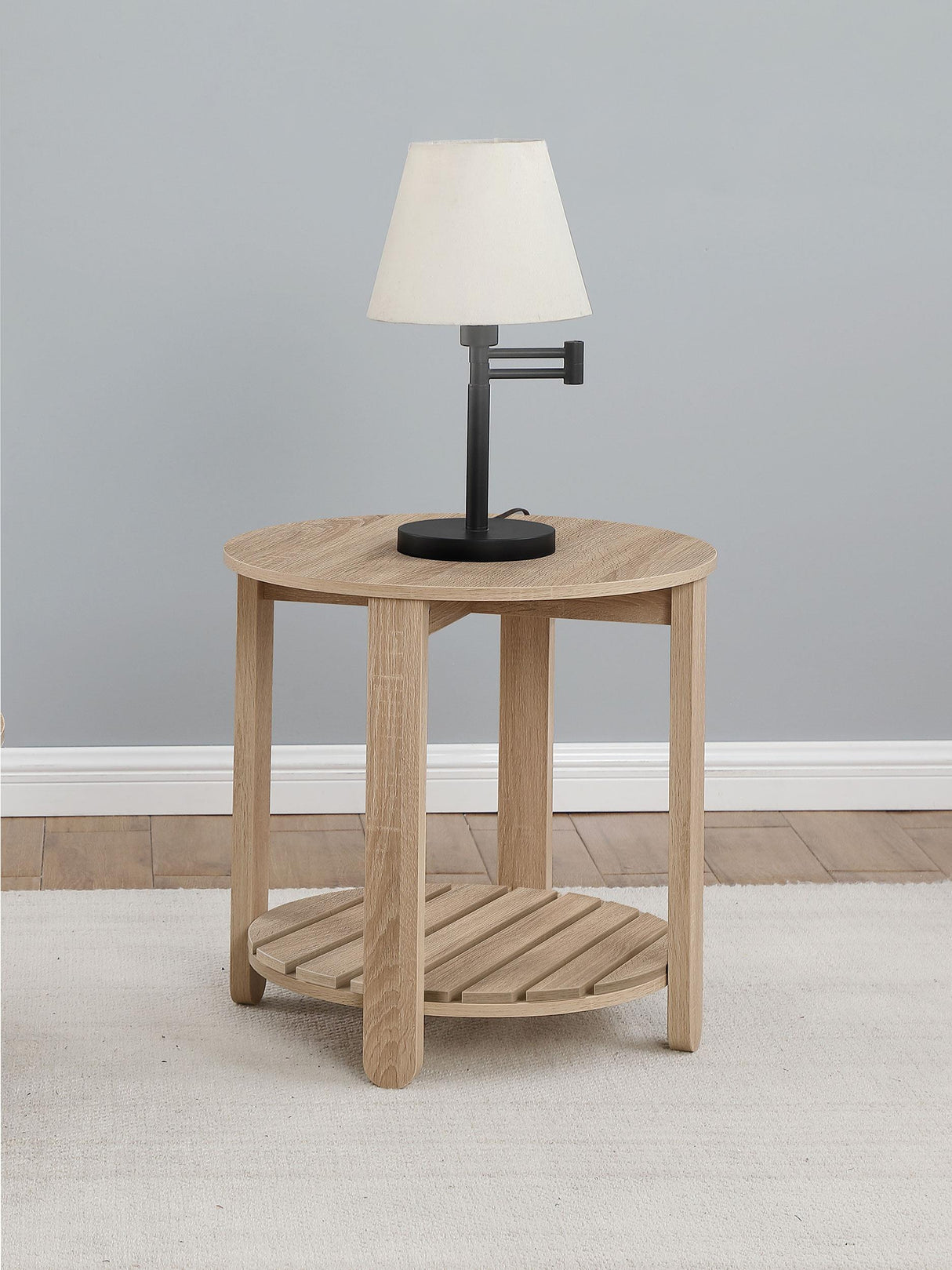 Fowler Natural 1-shelf Round Engineered Wood Side End Table by Coaster at Eve Furniture