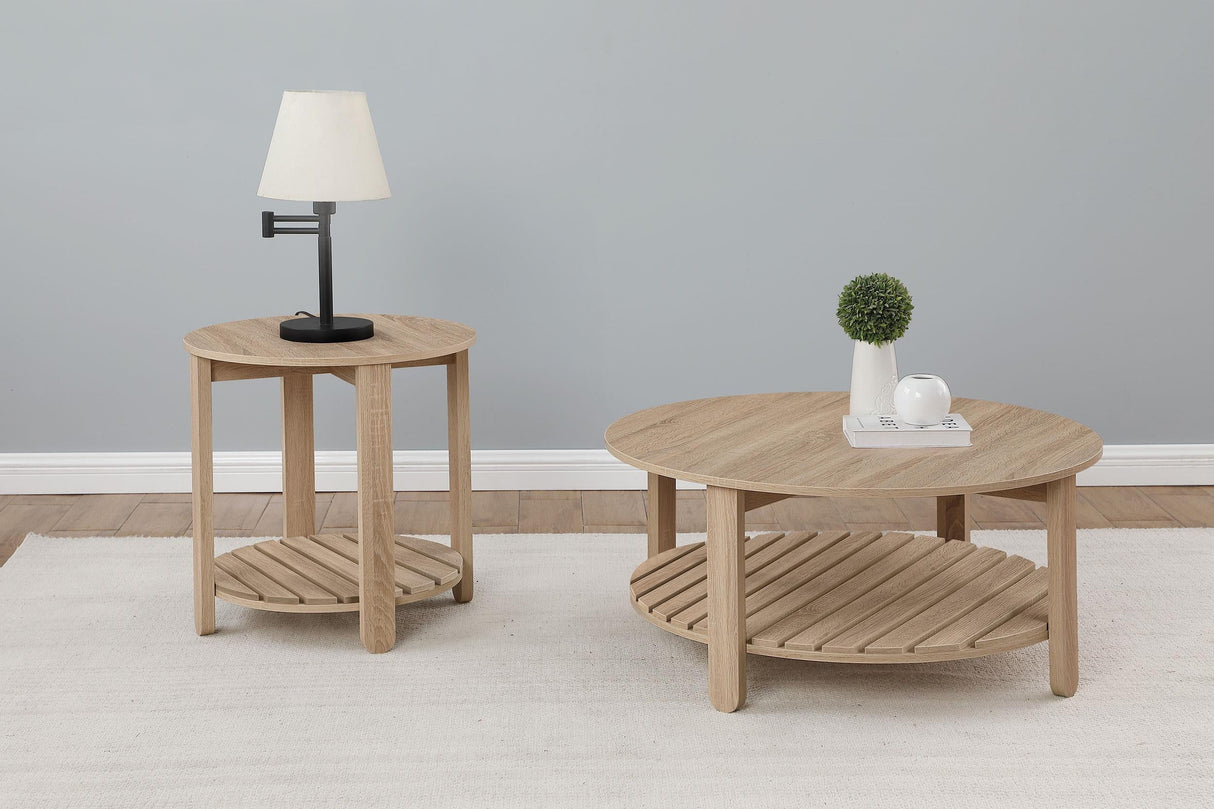 Fowler Natural 2-Piece Round Coffee and End Table Set by Coaster at Eve Furniture