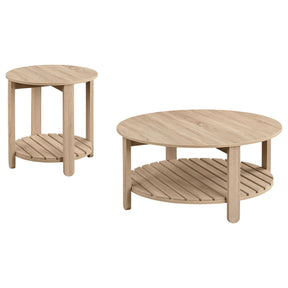 Fowler Natural 2-Piece Round Coffee and End Table Set by Coaster at Eve Furniture