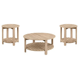 Fowler Natural 3-Piece Round Coffee and End Table Set by Coaster at Eve Furniture