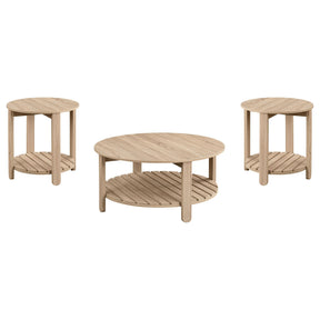 Fowler Natural 3-Piece Round Coffee and End Table Set by Coaster at Eve Furniture