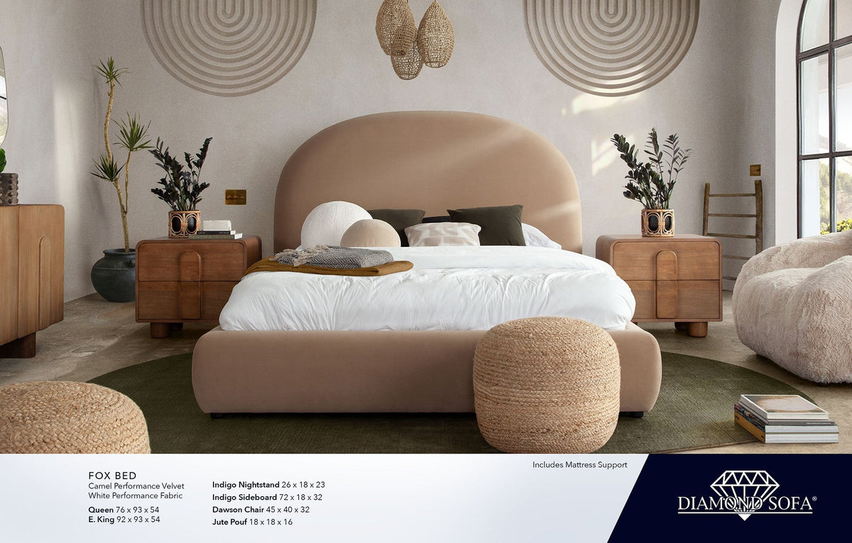 Fox Camel Performance Velvet Bed by Diamond Sofa at Eve Furniture