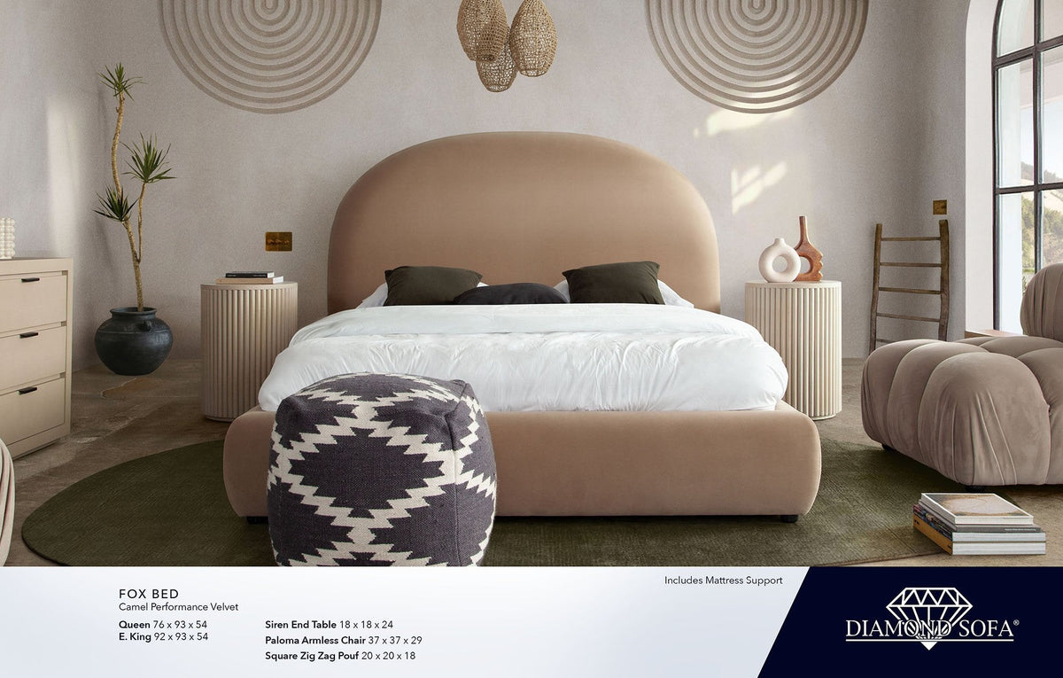 Fox Camel Performance Velvet Bed by Diamond Sofa at Eve Furniture