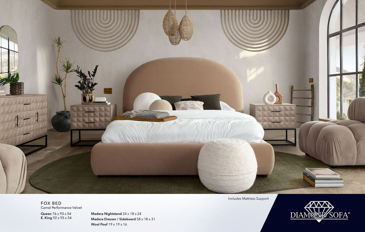 Fox Camel Performance Velvet Bed by Diamond Sofa at Eve Furniture