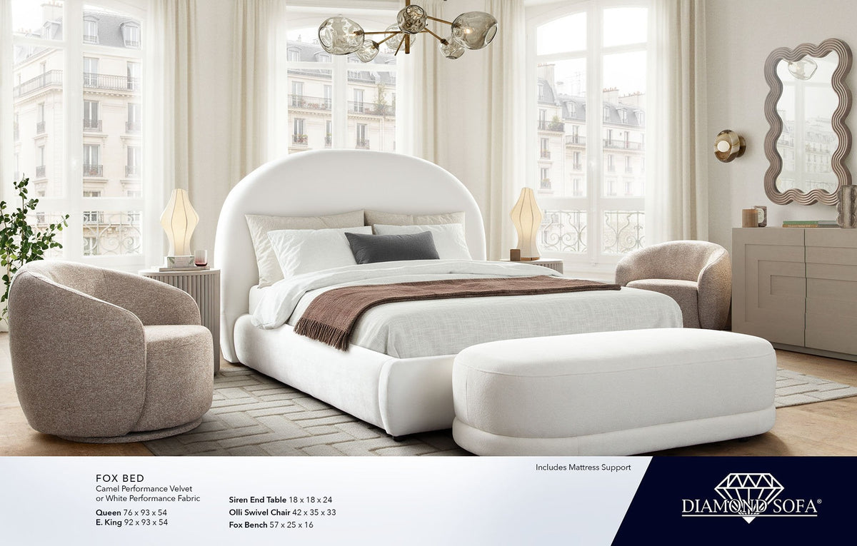 Fox White Performance Fabric Bed by Diamond Sofa at Eve Furniture
