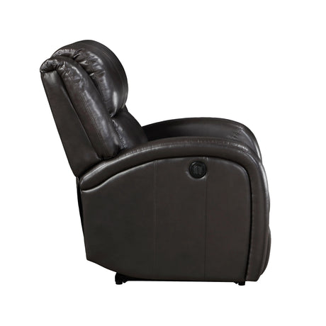 Foxcroft Brown Faux Leather Power Reclining Chair by Homelegance at Eve Furniture
