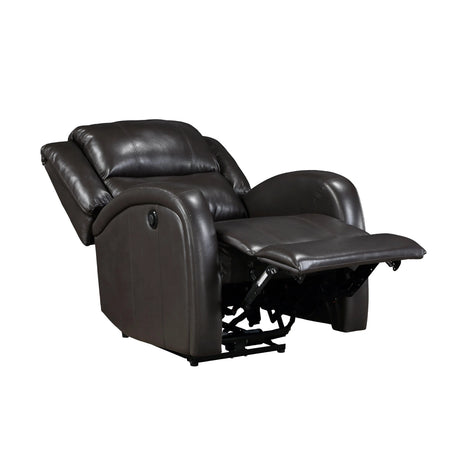 Foxcroft Brown Faux Leather Power Reclining Chair by Homelegance at Eve Furniture
