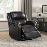 Foxcroft Brown Faux Leather Power Reclining Chair by Homelegance at Eve Furniture