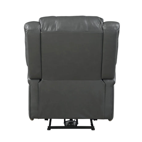 Foxcroft Gray Faux Leather Power Reclining Chair by Homelegance at Eve Furniture