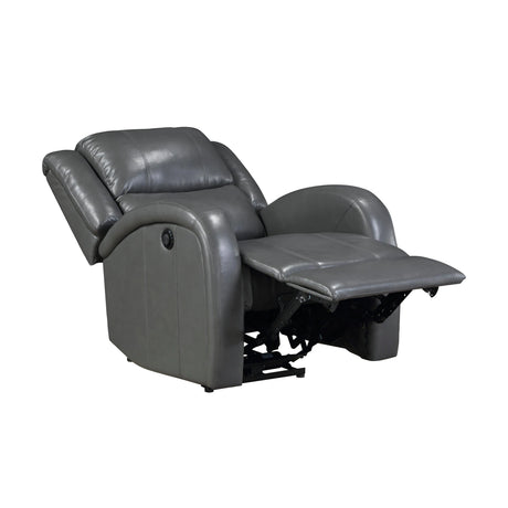 Foxcroft Gray Faux Leather Power Reclining Chair by Homelegance at Eve Furniture