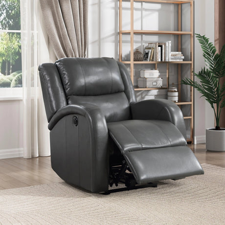 Foxcroft Gray Faux Leather Power Reclining Chair by Homelegance at Eve Furniture