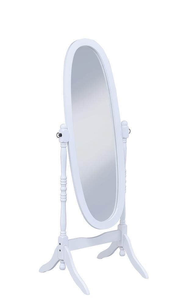 Foyet White Oval Cheval Mirror by Coaster at Eve Furniture