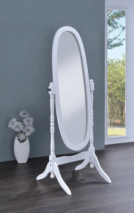 Foyet White Oval Cheval Mirror by Coaster at Eve Furniture