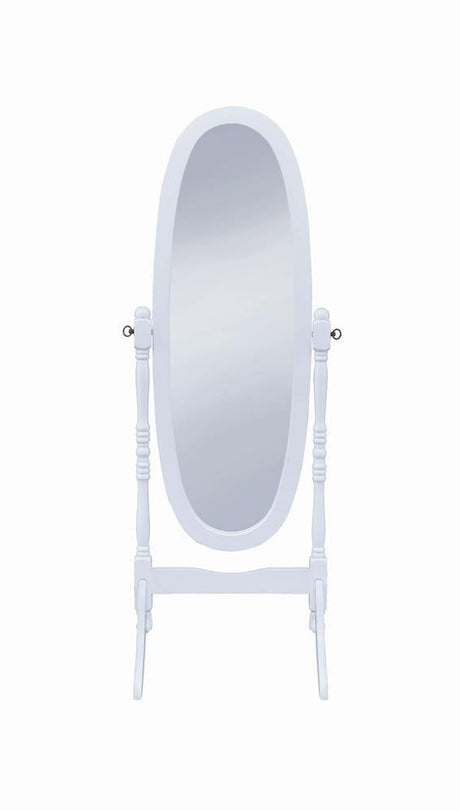 Foyet White Oval Cheval Mirror by Coaster at Eve Furniture