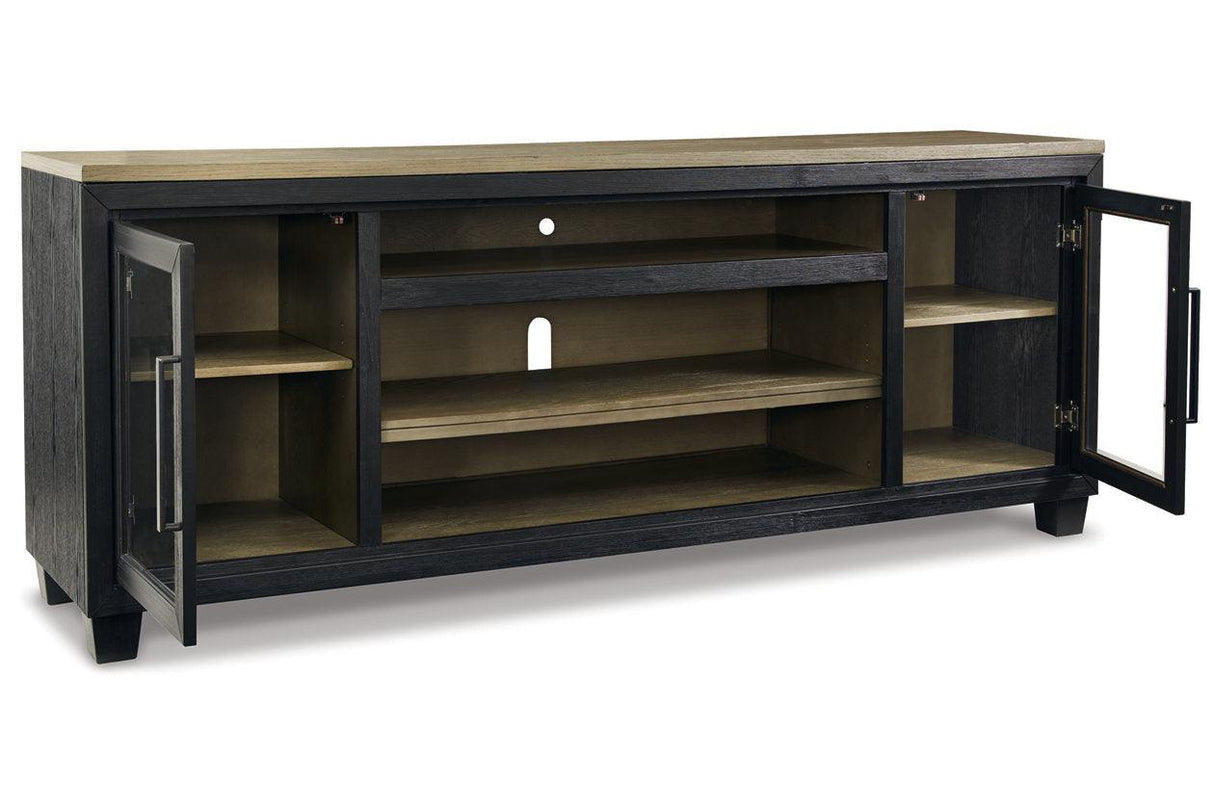 Foyland Black/Brown 83" TV Stand by Ashley at Eve Furniture