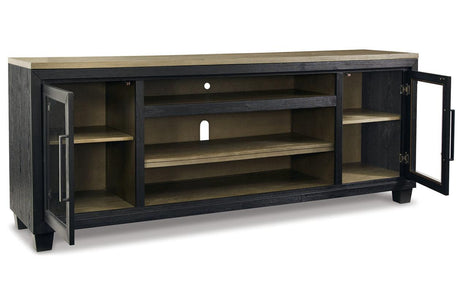 Foyland Black/Brown 83" TV Stand by Ashley at Eve Furniture