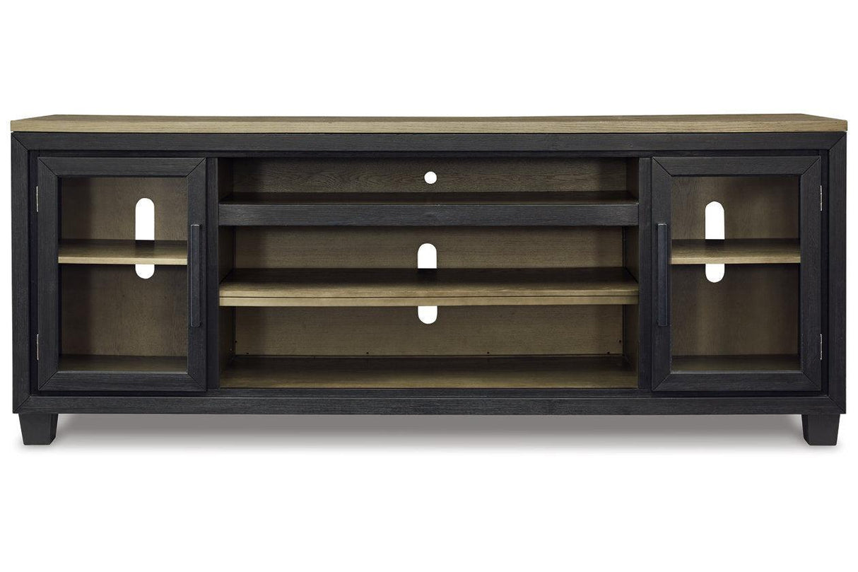 Foyland Black/Brown 83" TV Stand by Ashley at Eve Furniture