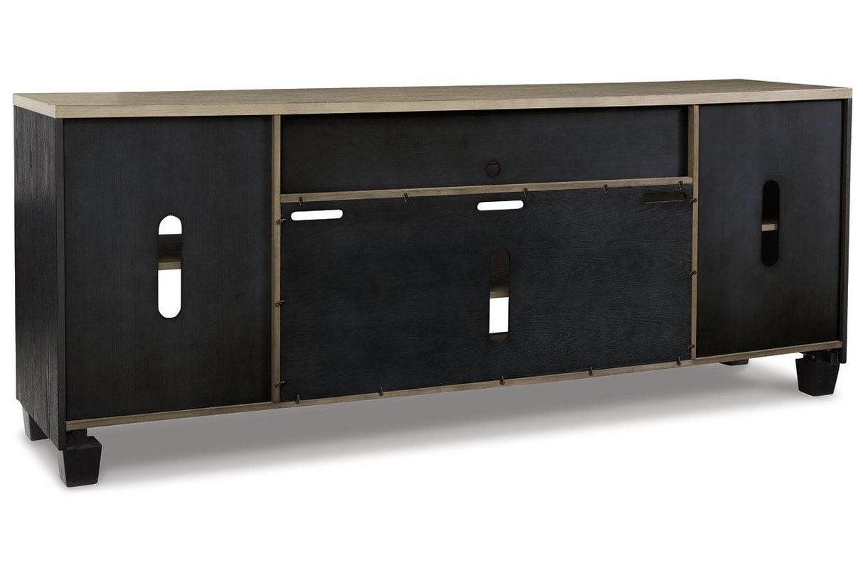 Foyland Black/Brown 83" TV Stand by Ashley at Eve Furniture