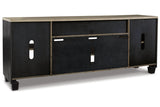 Foyland Black/Brown 83" TV Stand by Ashley at Eve Furniture