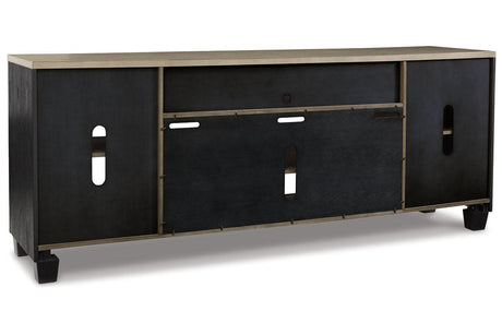 Foyland Black/Brown 83" TV Stand by Ashley at Eve Furniture
