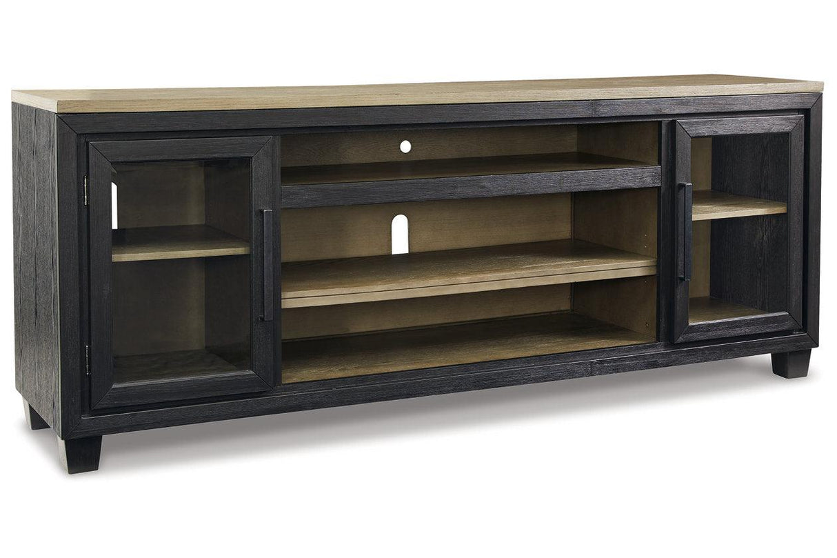 Foyland Black/Brown 83" TV Stand by Ashley at Eve Furniture