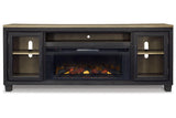 Foyland Black/Brown 83" TV Stand with Electric Fireplace by Ashley at Eve Furniture