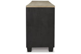 Foyland Black/Brown 83" TV Stand with Electric Fireplace by Ashley at Eve Furniture