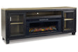 Foyland Black/Brown 83" TV Stand with Electric Fireplace by Ashley at Eve Furniture