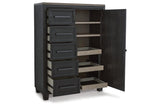 Foyland Black/Brown Door Chest by Ashley at Eve Furniture