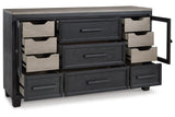 Foyland Black/Brown Dresser by Ashley at Eve Furniture