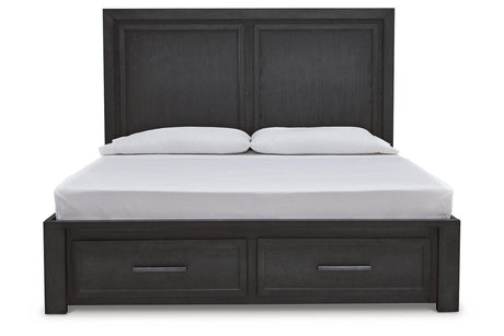 Foyland Black/Brown King Panel Storage Bed by Ashley at Eve Furniture