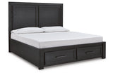 Foyland Black/Brown King Panel Storage Bed by Ashley at Eve Furniture