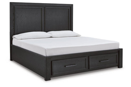 Foyland Black/Brown King Panel Storage Bed by Ashley at Eve Furniture