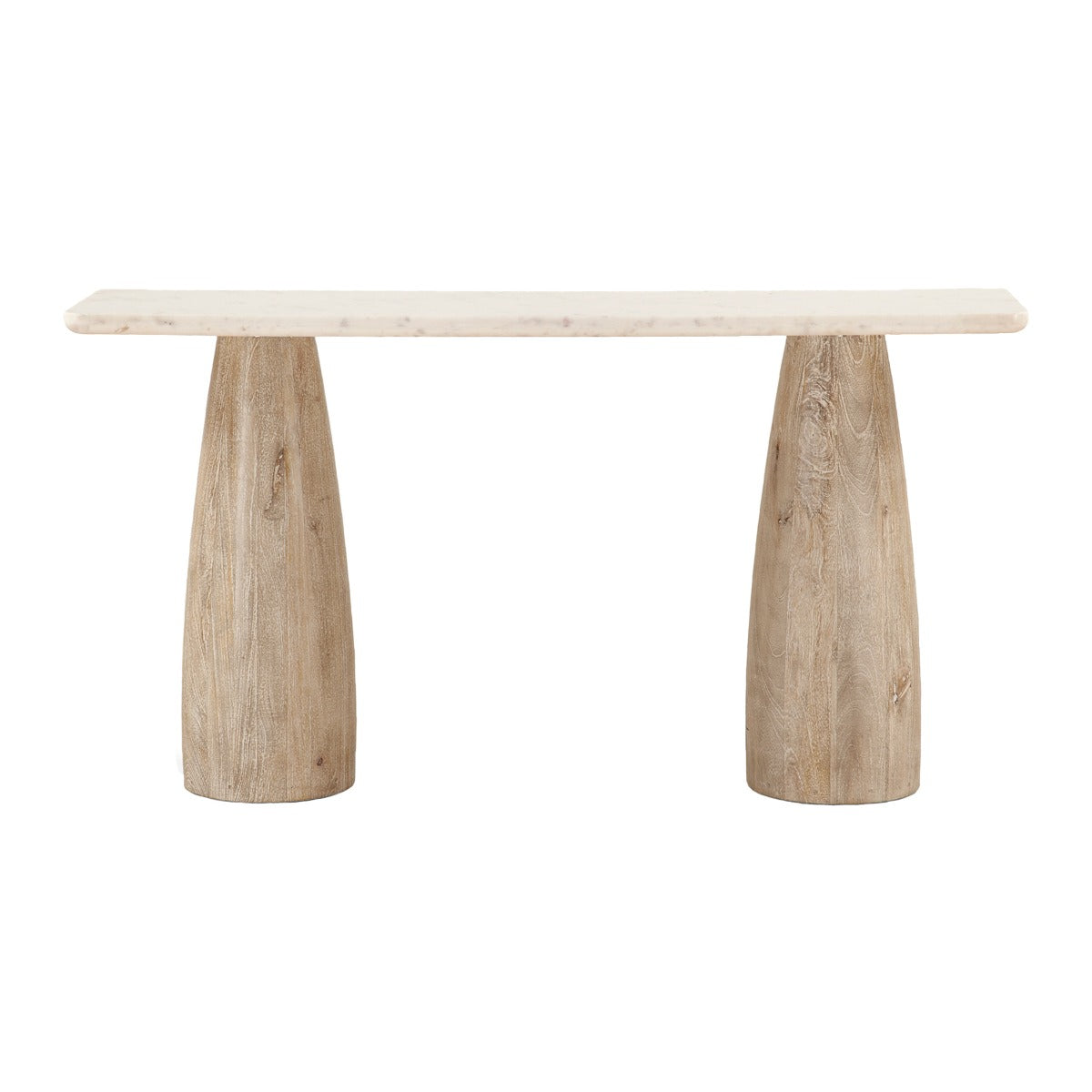Palm Springs 60" Console Table with White Marble and Whitewash Modern Base