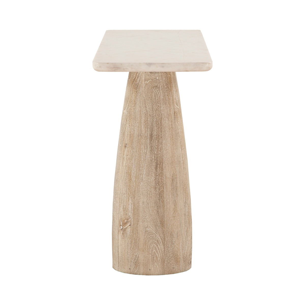 Palm Springs 60" Console Table with White Marble and Whitewash Modern Base