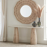 Palm Springs 60" Console Table with White Marble and Whitewash Modern Base