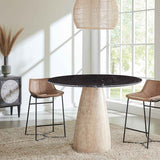 Palm Springs 48" Gathering Table with Black Marble and Whitewash Modern Base by Home Trends & Design at Eve Furniture