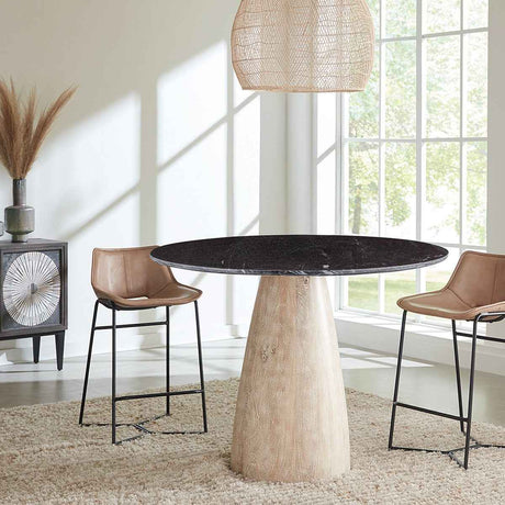 Palm Springs 48" Gathering Table with Black Marble and Whitewash Modern Base by Home Trends & Design at Eve Furniture