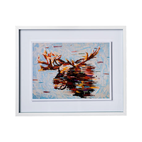 Fractal Moose by Altamura a Hand Embellished Textured Framed Art Print Matted under Glass by Mercana at Eve Furniture