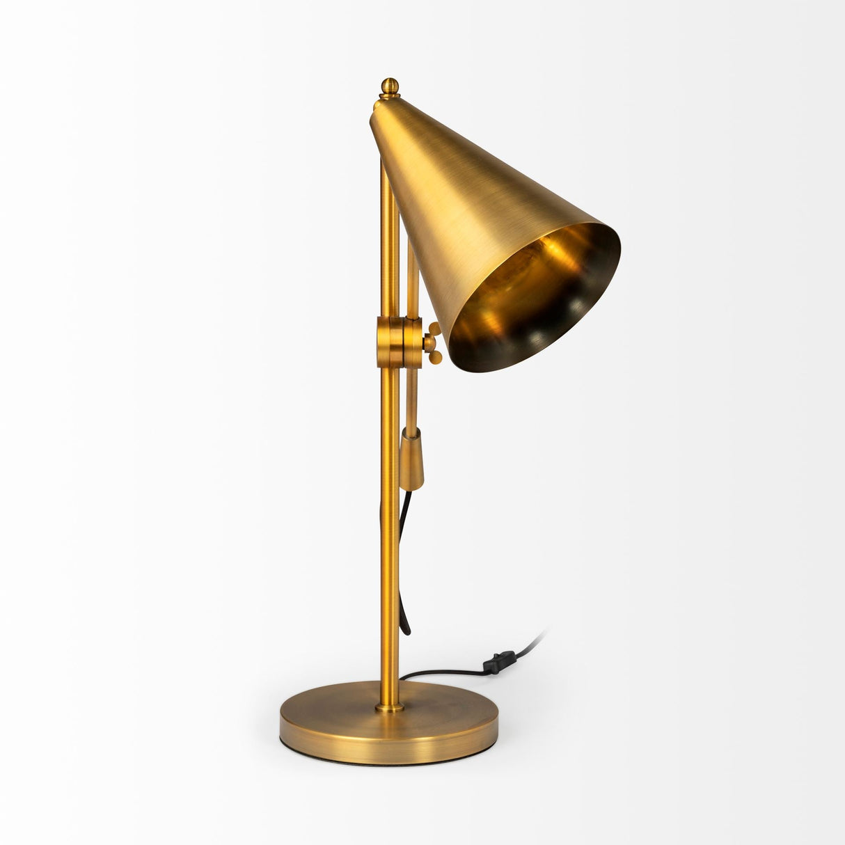 Fragon I (26"H) Gold-Tone Metal Adjustable Cone Shade Table Lamp by Mercana at Eve Furniture